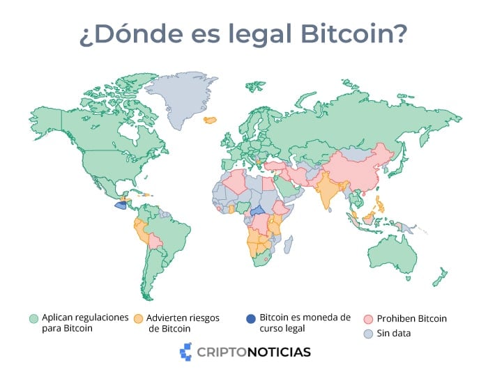 países donde bitcoin adquiere diferentes niveles de legalidad