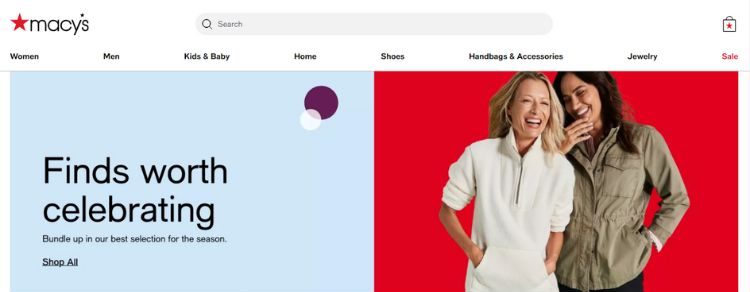 Vista del sitio web de Macy's en Estados Unidos.